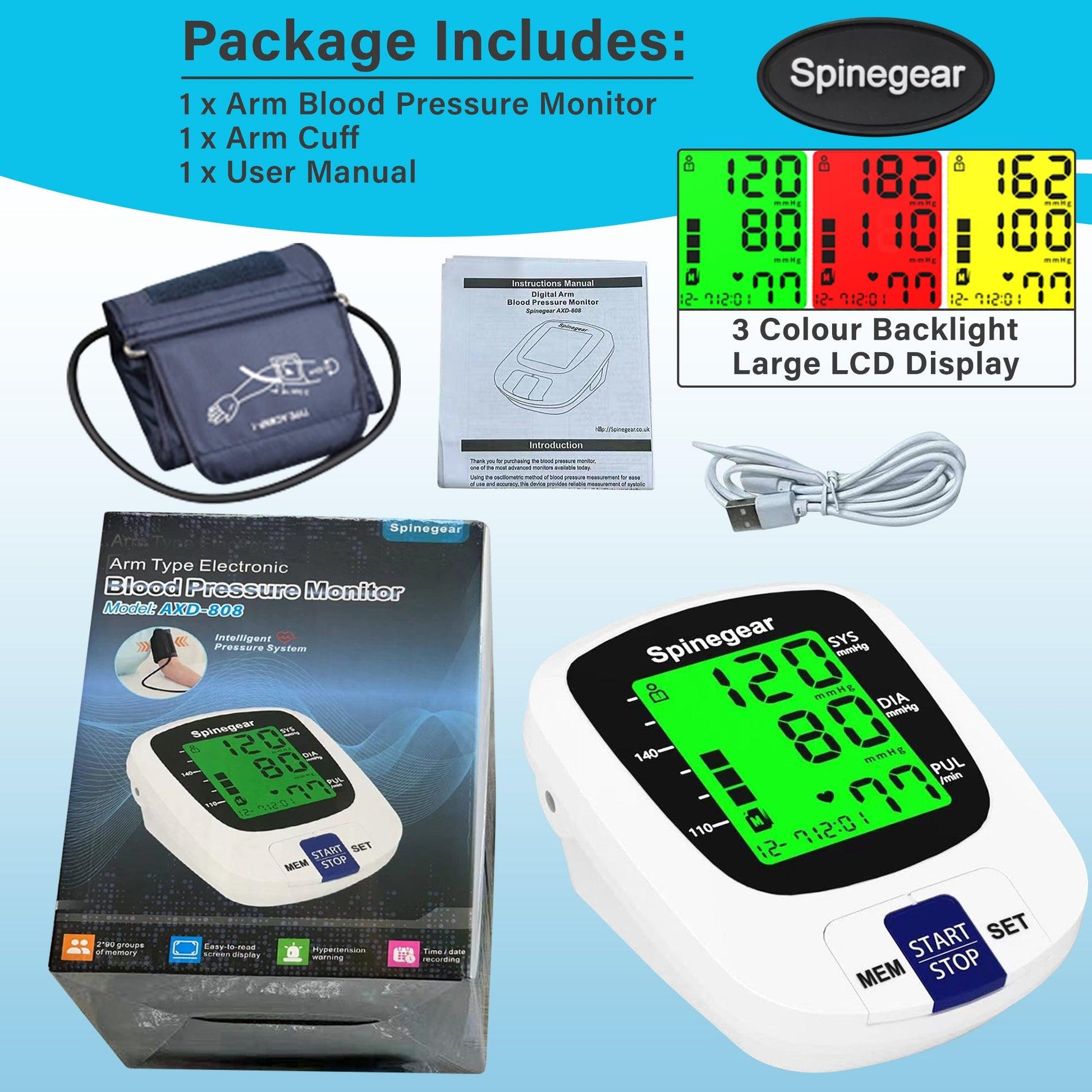 Rechargeable blood pressure monitor - Spinegear