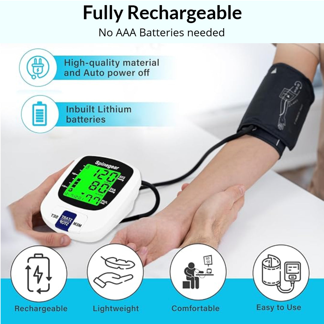 Rechargeable Electric Blood Pressure Monitor - Fast Charging BP Machine NHS accept