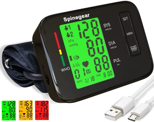 Rechargeable Blood Pressure Monitor – CE Certified, Upper Arm, Home Use | Spinegear